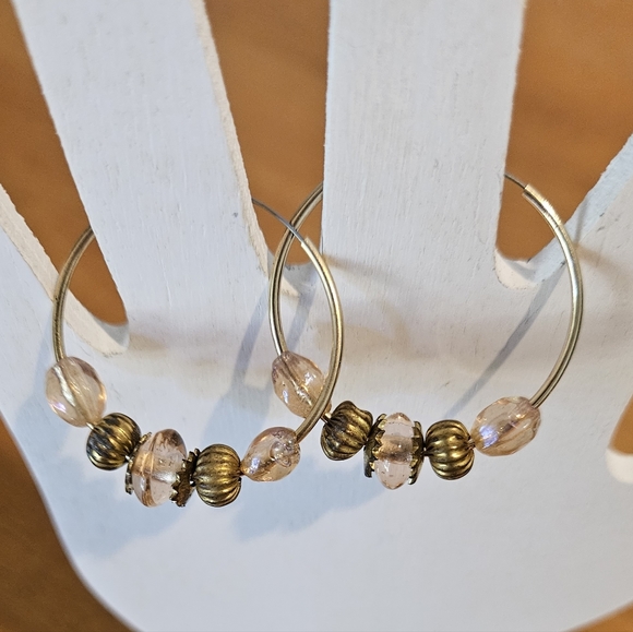 NWT'S - COWGIRL CONFETTI -  Pink Prairie Gold Plated Hoop Earrings - Picture 2 of 7